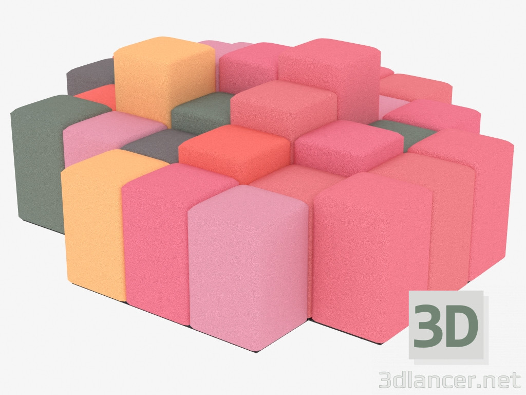 modello 3D Divano modulare - anteprima
