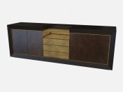 Chest of drawers made of wood with metal and leather-trimmed Toska Z02
