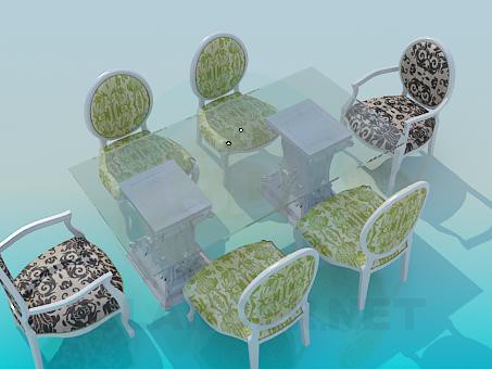3 डी मॉडल मेज और कुर्सियों - पूर्वावलोकन