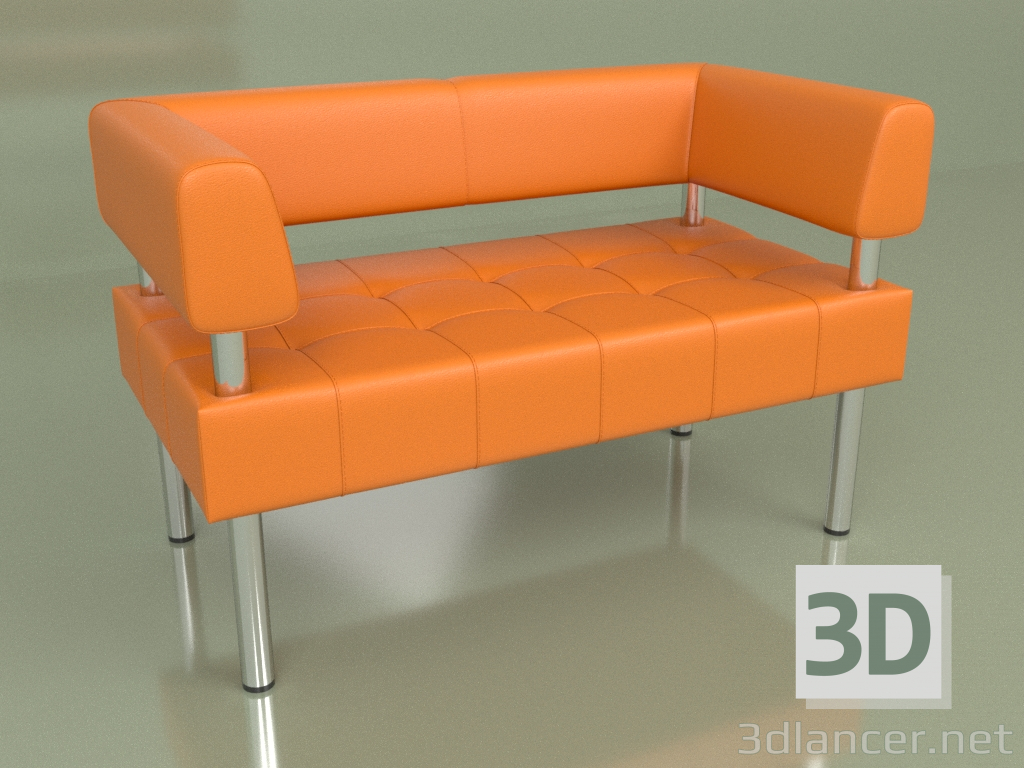 3 डी मॉडल डबल सोफा बिजनेस (नारंगी चमड़ा) - पूर्वावलोकन