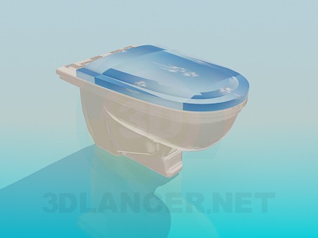 modèle 3D Siège de toilette avec couvercle dessiné - preview