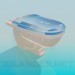 3d model Toilet seat with drawn lid - preview