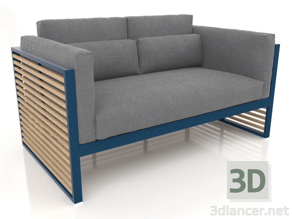 modèle 3D Canapé 2 places avec dossier haut (Gris bleu) - preview