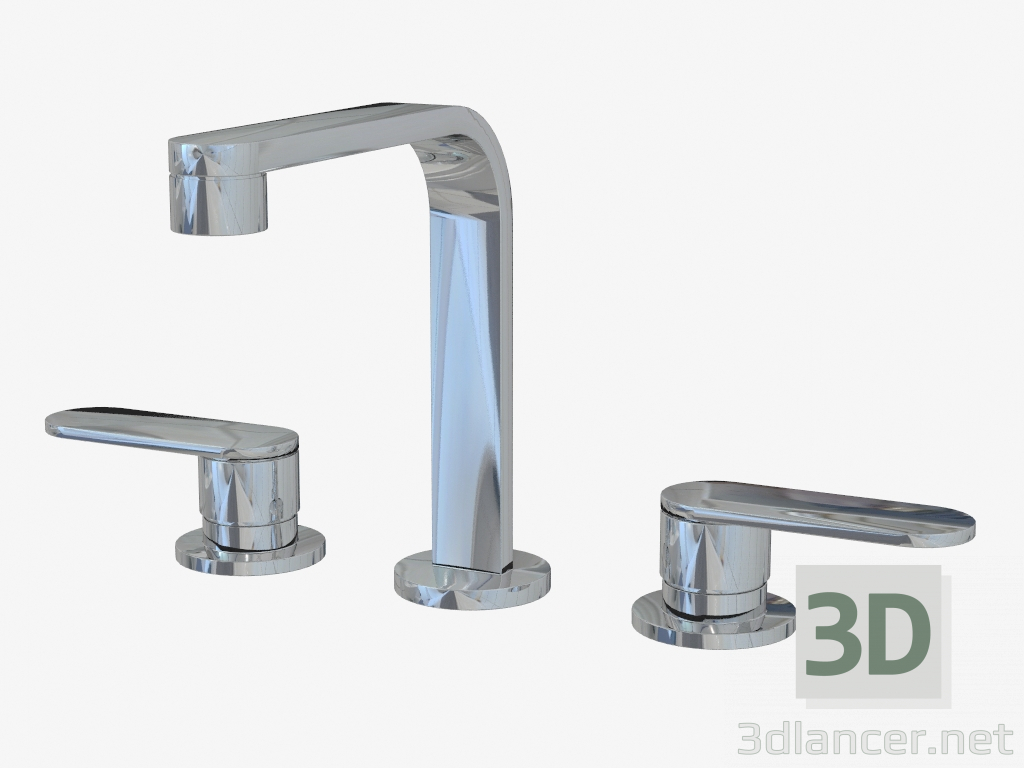 3D Modell Dreiloch-Waschbecken Wasserhahn One (113056-F) - Vorschau