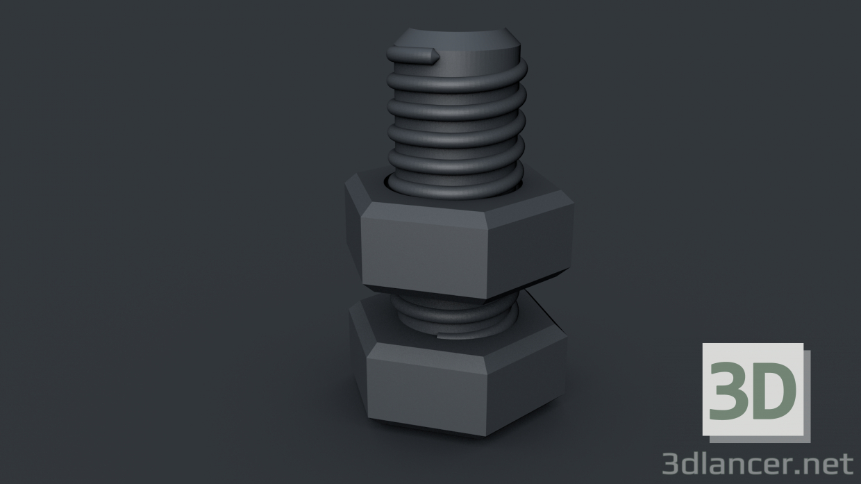 3d model bolt with nut - preview