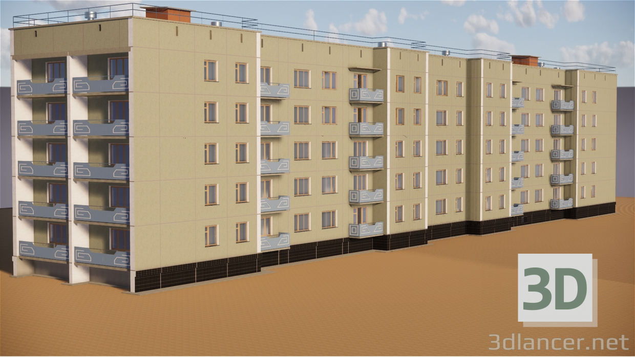 3d Five-story building TKBU-1, Chelyabinsk Region model buy - render