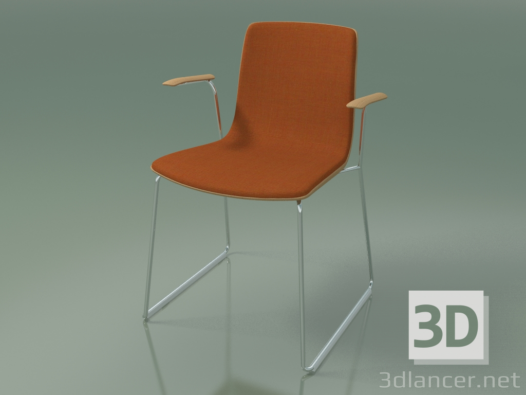 modello 3D Sedia 3937 (su rotaie, con braccioli, rivestimento frontale, rovere) - anteprima