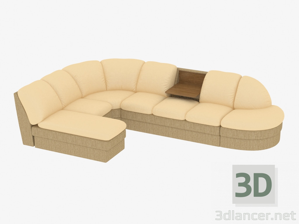 3d модель Модульный угловой диван с комбинированой обивкой – превью