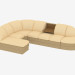 3d модель Модульний кутовий диван з комбінованої оббивкою – превью