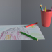 modèle 3D de Crayons de couleur dans un verre et dessin d'enfants acheter - rendu
