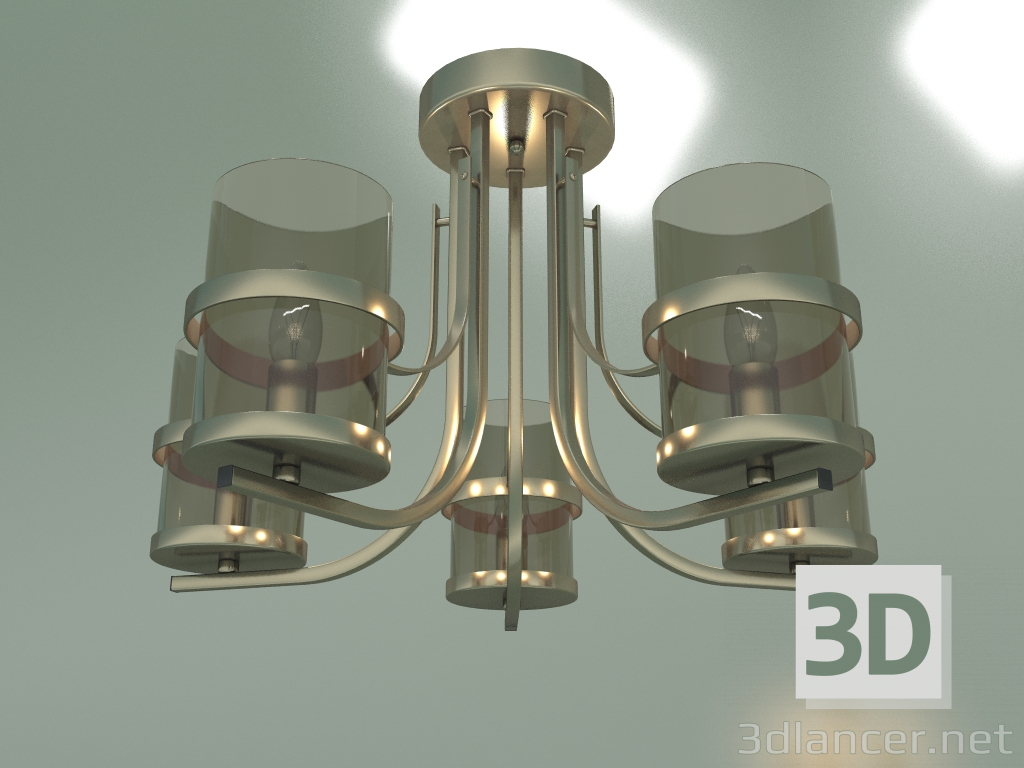 modello 3D Lampadario a soffitto 60085-5 (bronzo antico) - anteprima