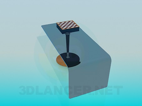 Modelo 3d Mesa de centro com um tabuleiro de xadrez - preview
