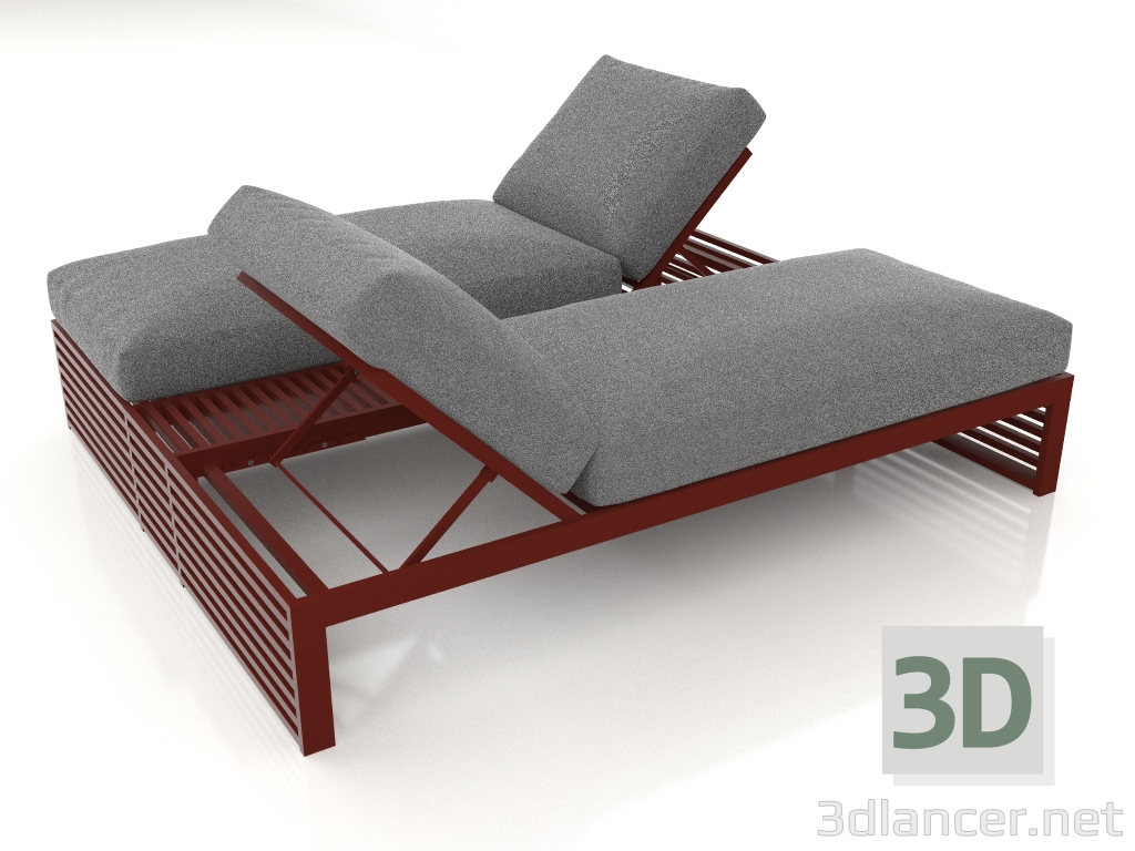 3D modeli Rahatlamak için çift kişilik yatak (Şarap kırmızısı) - önizleme