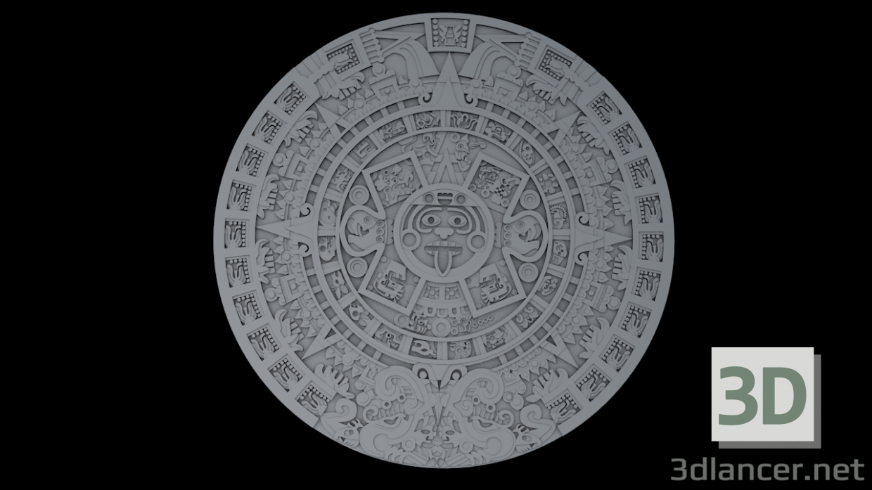 3d model aztec calendar - preview