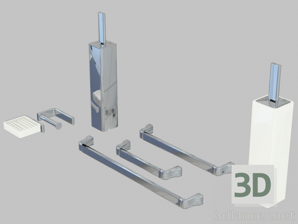 3D Modell Eine Reihe von Badezimmerzubehör Noke - Vorschau