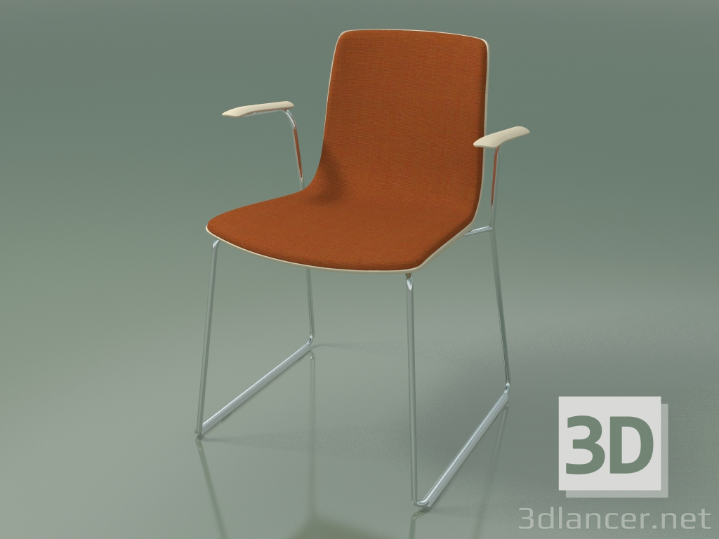 modèle 3D Chaise 3937 (sur rails, avec accoudoirs, garniture avant, bouleau blanc) - preview