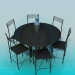 3d model Round table with chairs - preview