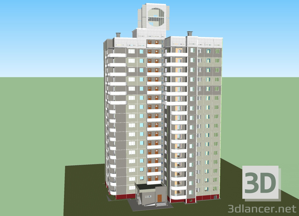 modèle 3D de Histoire de 16 minutes panneau bâtiment Chelyabinsk avec plate-forme de visualisation acheter - rendu