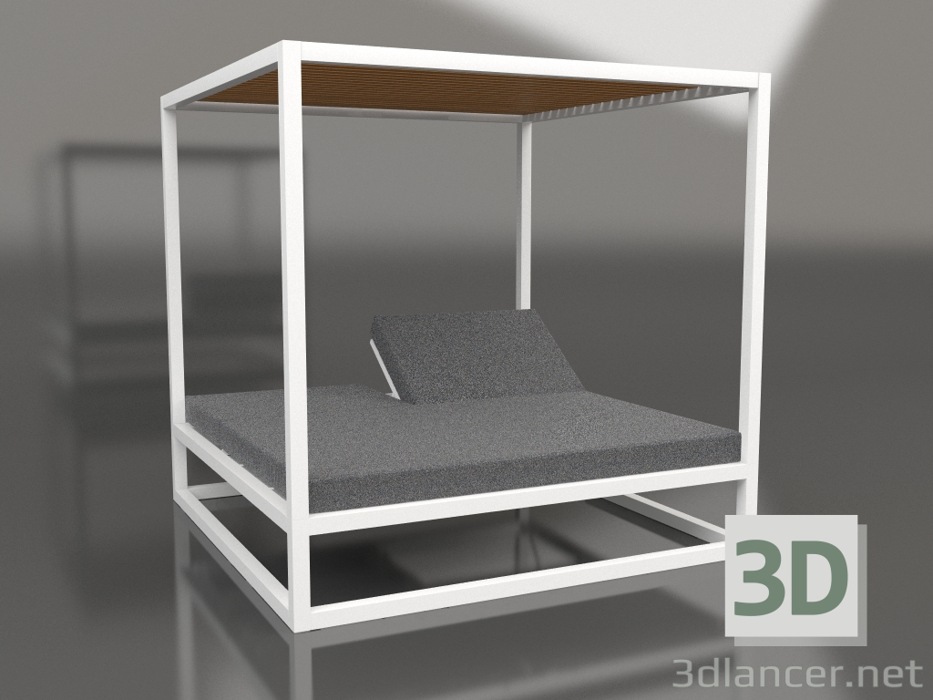 3D Modell Couch mit hohen festen Lattenrosten mit Decke (Weiß) - Vorschau