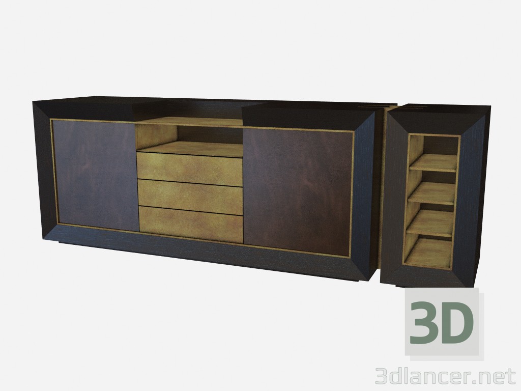 3d модель Прямоугольный деревянный комод в стиле арт деко Toska Z03 – превью
