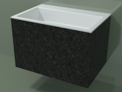 Wall-mounted washbasin (02R143302, Nero Assoluto M03, L 72, P 48, H 48 cm)