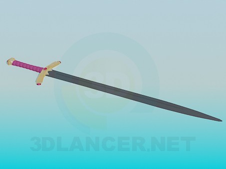 modèle 3D Épée avec manche décoré - preview