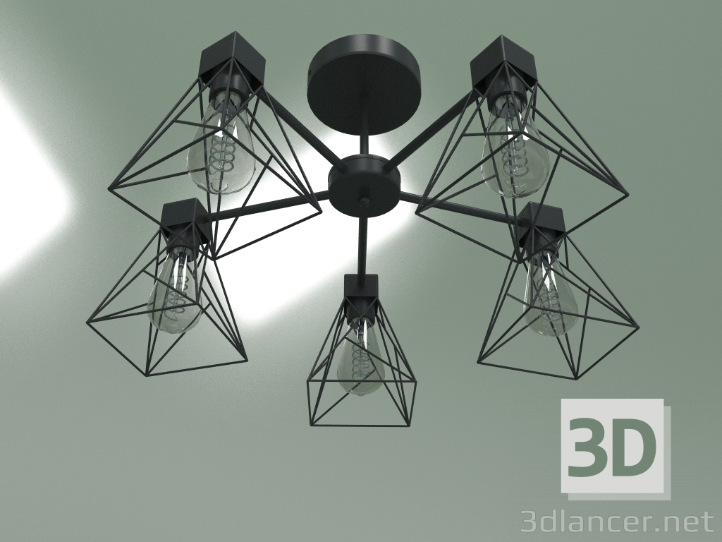 modello 3D Lampadario a soffitto 70107-5 (nero) - anteprima