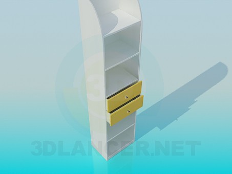 modèle 3D Bibliothèque avec tiroirs - preview