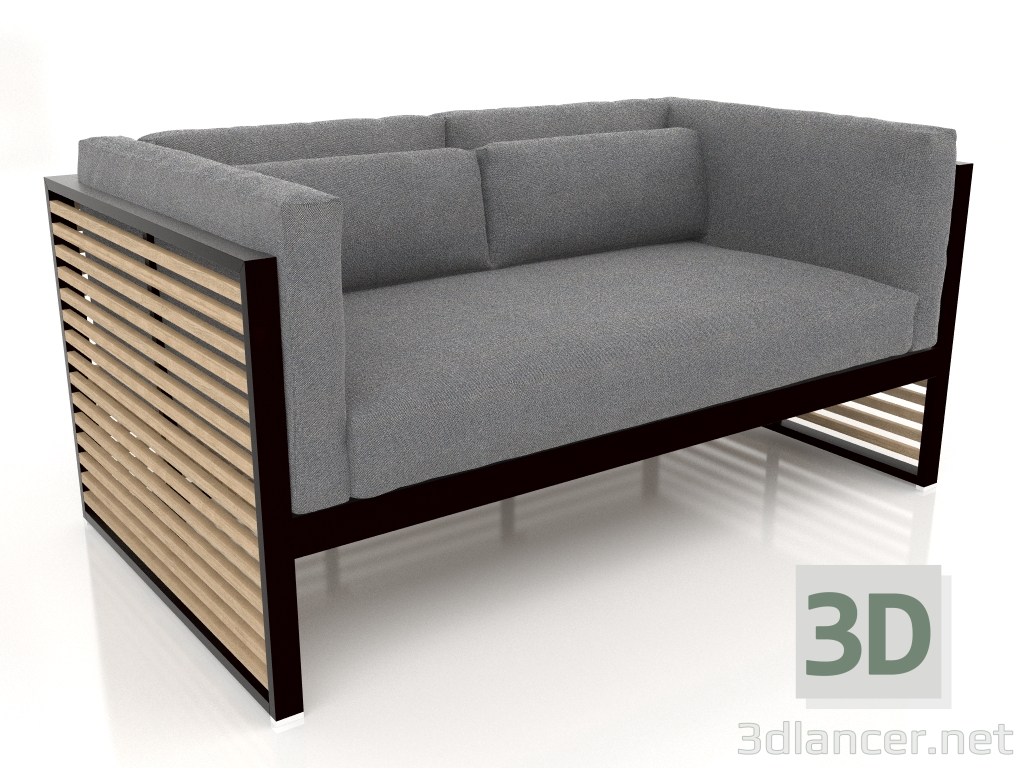 3d model 2-seater sofa (Black) - preview