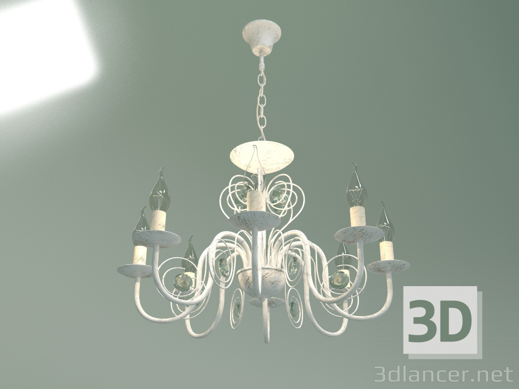 3d model Hanging chandelier 60018-8 (white with gold) - preview