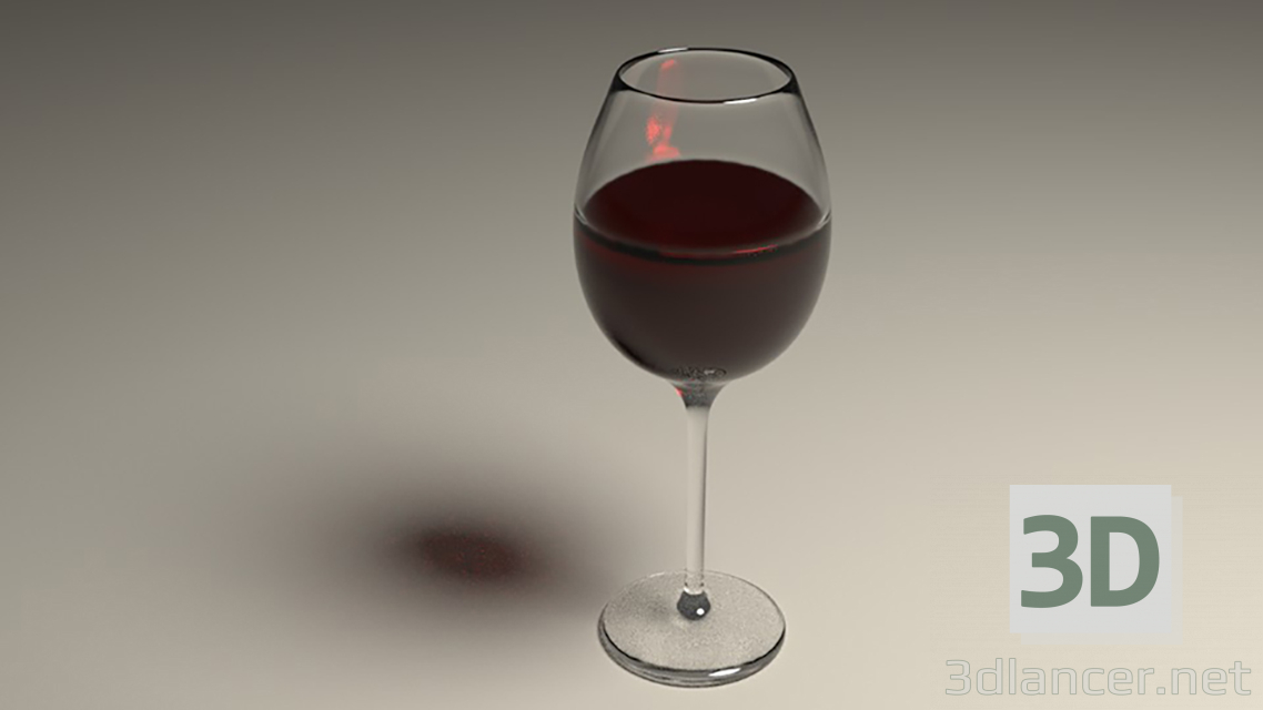 3d model wine glass - preview