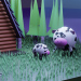 3d UFO scene kidnap a cow model buy - render