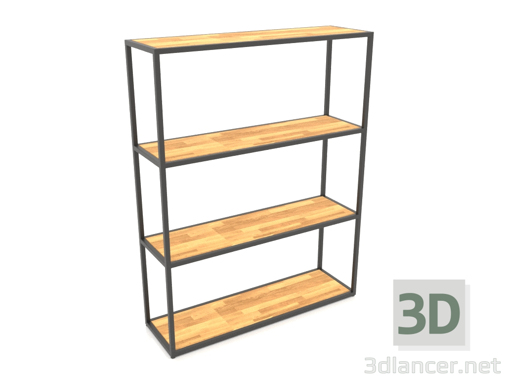 modèle 3D Etagère rectangulaire (BOIS, 100x30x128, 4 étagères) - preview