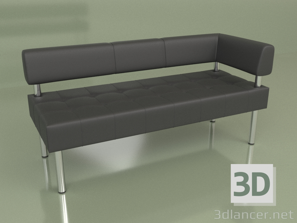 3d model Section three-seater left Business (Black leather) - preview