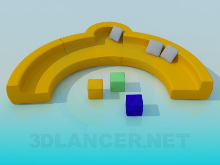 modèle 3D Canapé semi-circulaire - preview