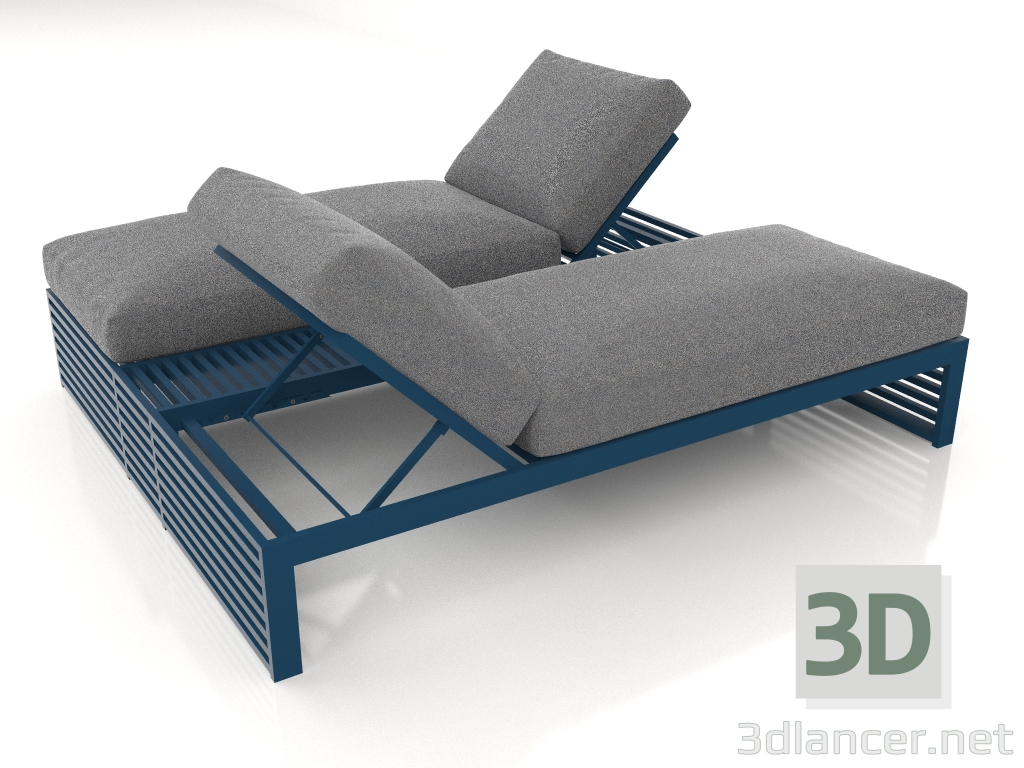 3d model Double bed for relaxation (Grey blue) - preview