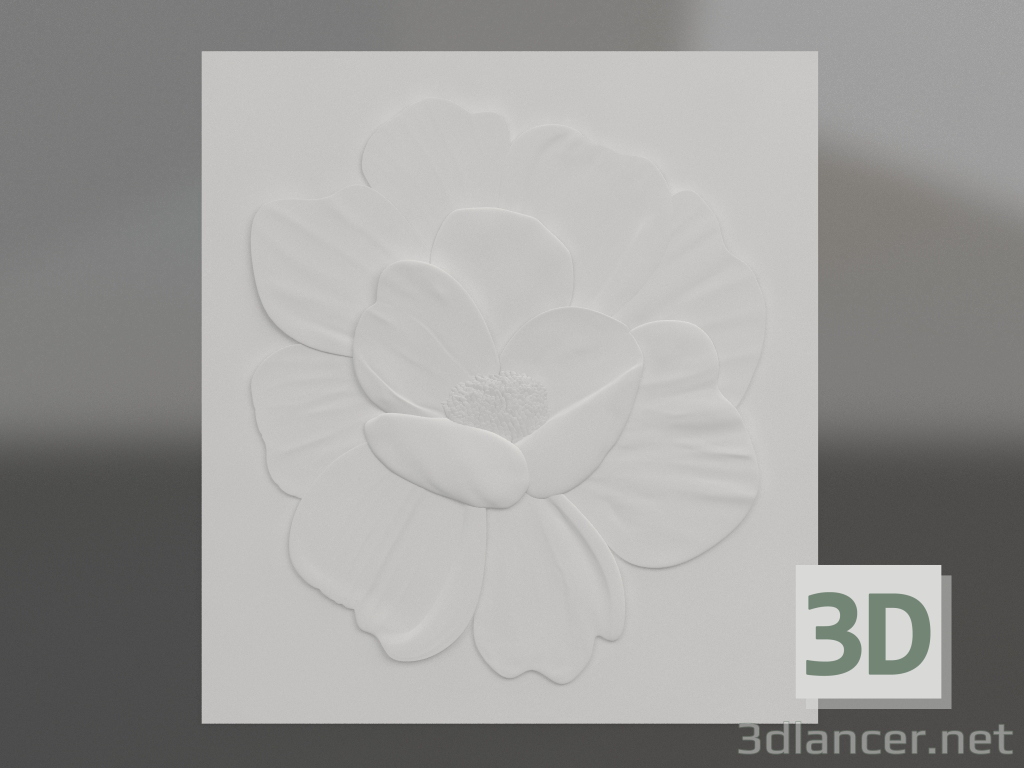 modèle 3D Bas-relief Pivoine - preview