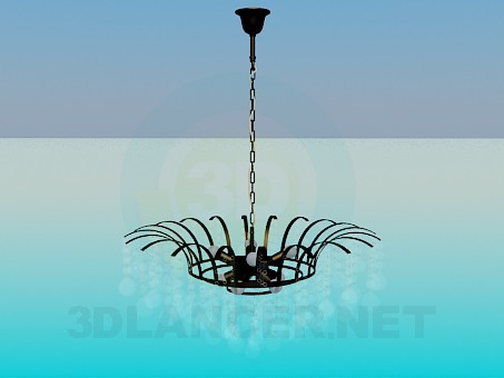 modello 3D Lampadario con ornamenti di vetro - anteprima