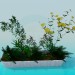 modèle 3D Pot de fleur long avec des fleurs - preview