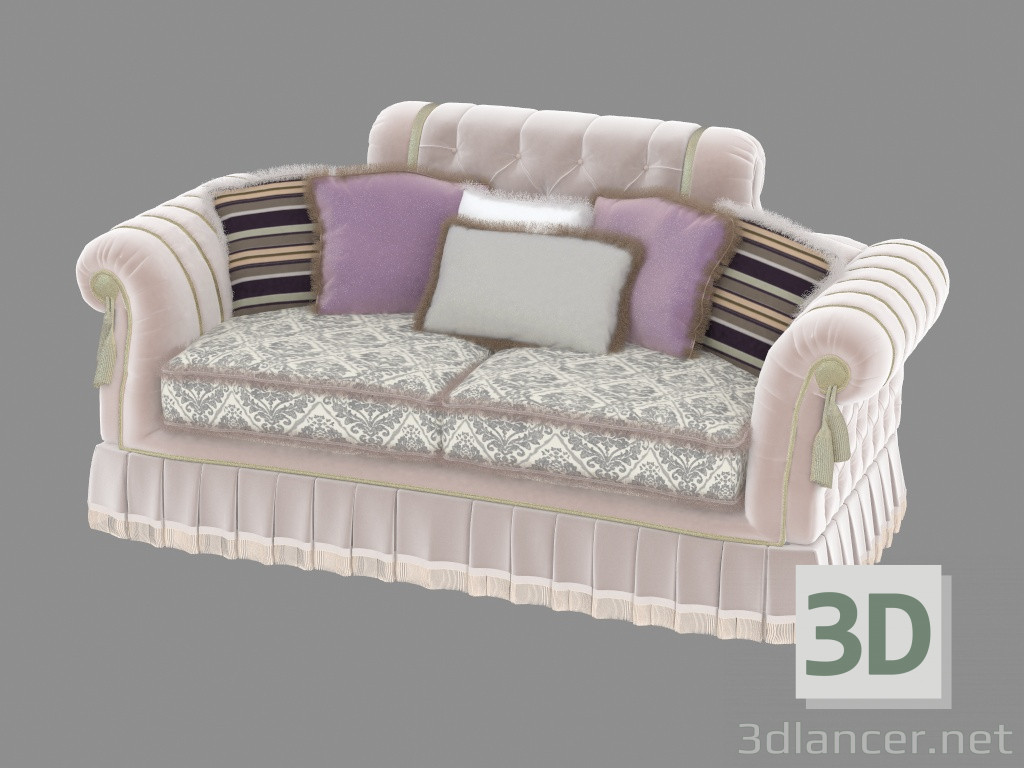 3D Modell Art Deco Doppel-Sofa - Vorschau