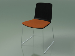 Stuhl 3981 (auf einem Schlitten, mit einem Kissen auf dem Sitz, schwarze Birke)