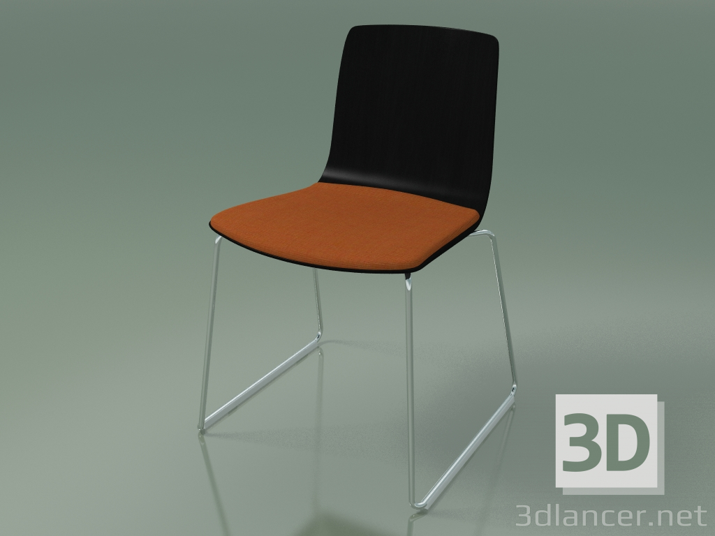 modello 3D Sedia 3981 (su una slitta, con un cuscino sul sedile, betulla nera) - anteprima