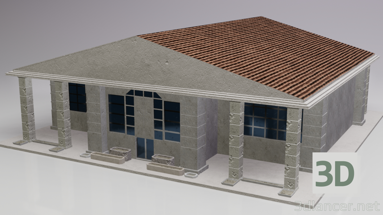 Modelo 3d casa de concreto - preview