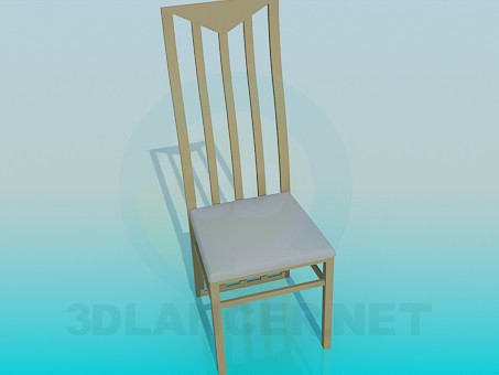 Modelo 3d Cadeira com encosto em madeira - preview