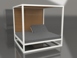 Couch mit erhöhten festen Lattenrosten und Decke (Achatgrau)