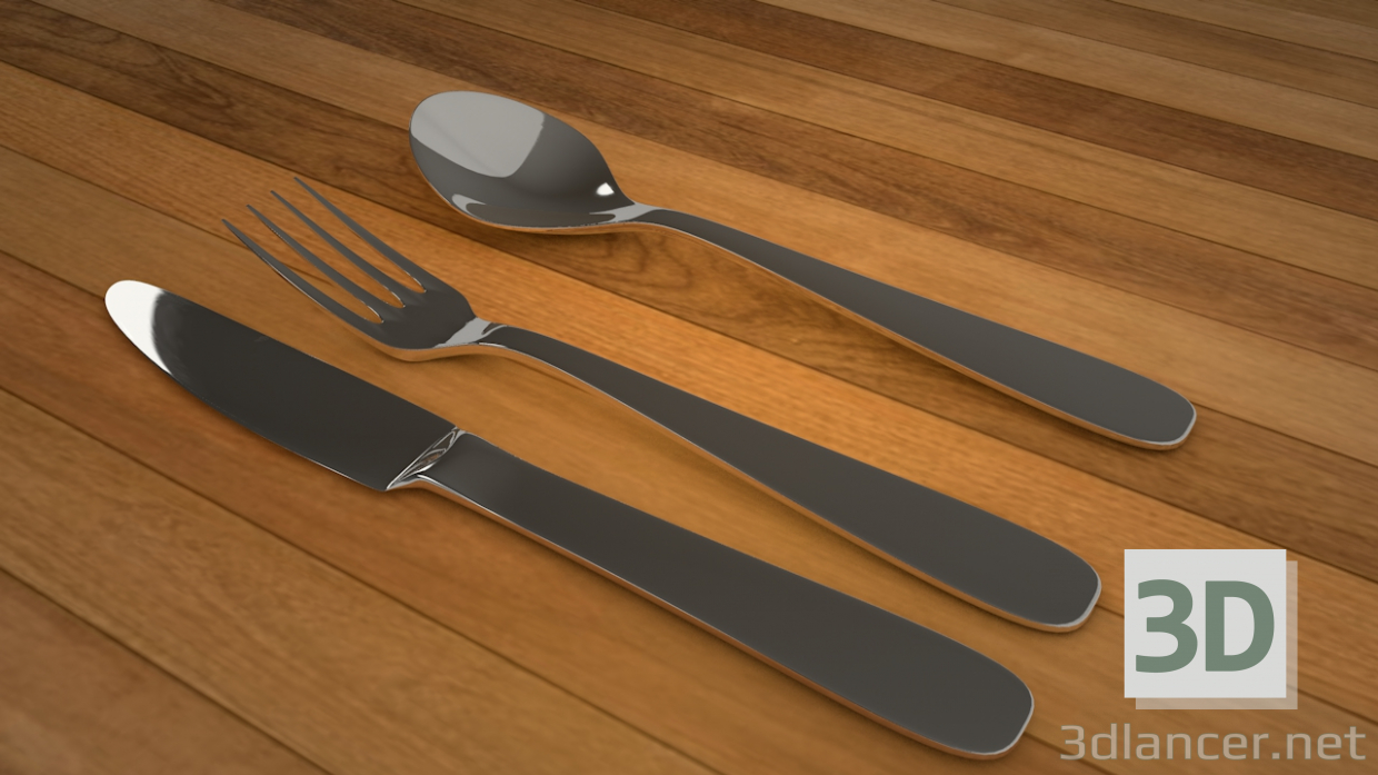 3d 3D Spoon Set model buy - render