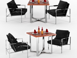 Ungewöhnliche Chrome Lounge Chairs aus Leder bei