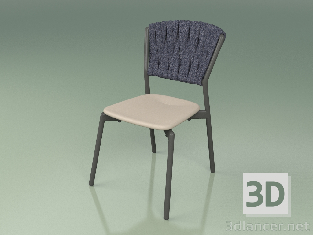 modello 3D Sedia 220 (Metallo Fumo, Talpa Resina Poliuretanica, Cintura Imbottita Grigio-Blu) - anteprima