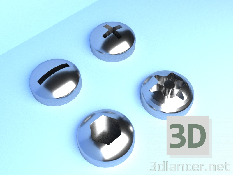 3d model cabezas de tornillos - vista previa