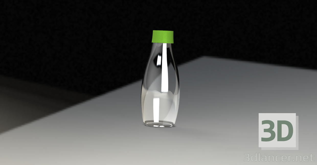 modello 3D di Bottiglia di vetro 1 lt comprare - rendering